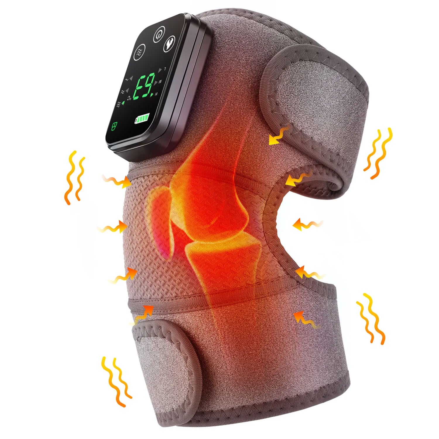 GRAY Color Electric Heating Knee Massager – 3-in-1 Heat & Vibration