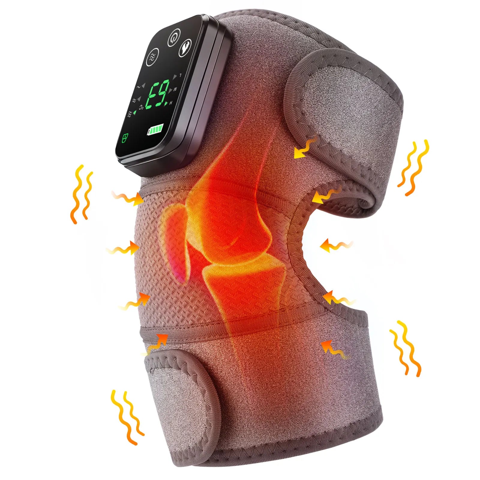 GRAY Color Electric Heating Knee Massager – 3-in-1 Heat & Vibration