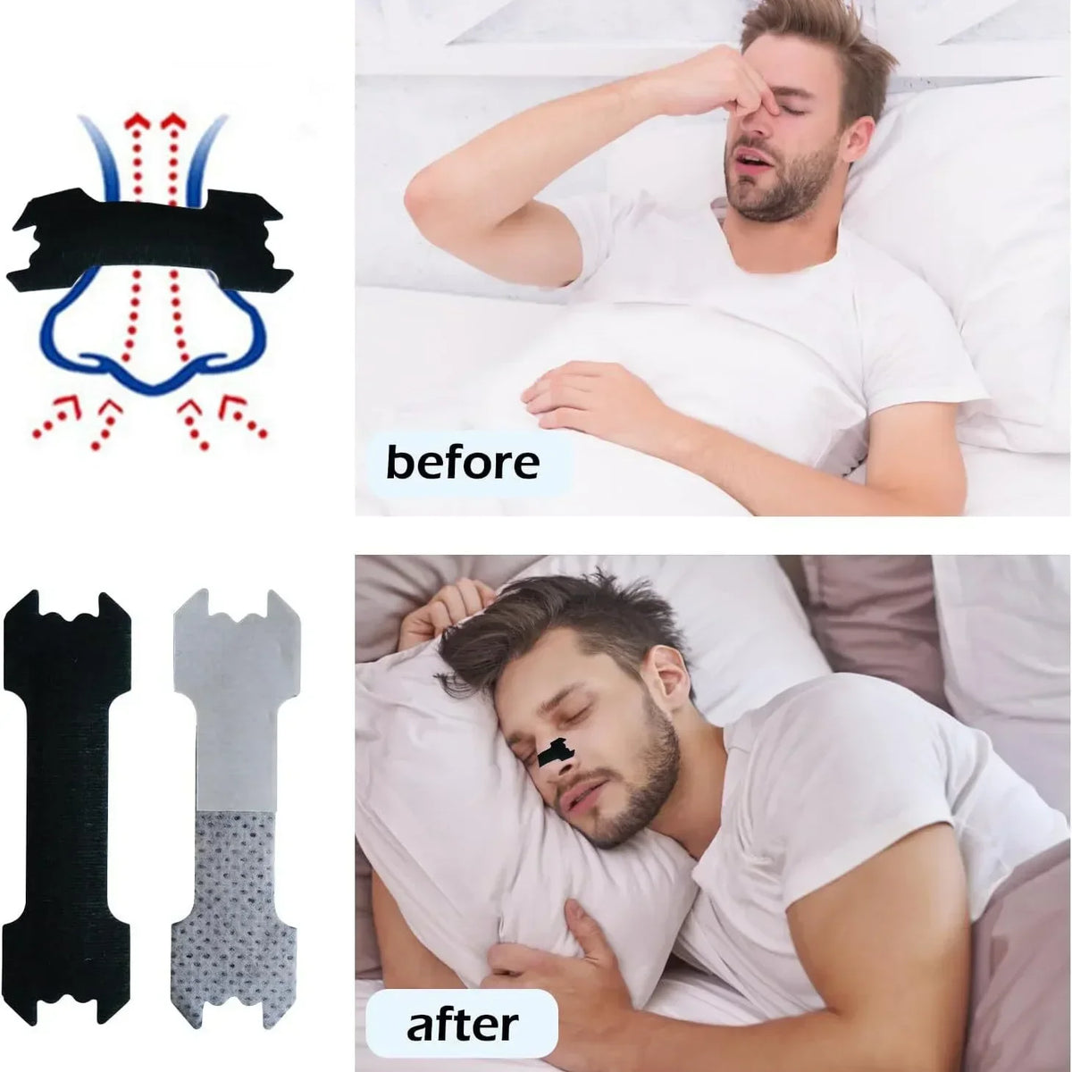 Breathable Anti-Snoring Nasal Strips Sleep Support