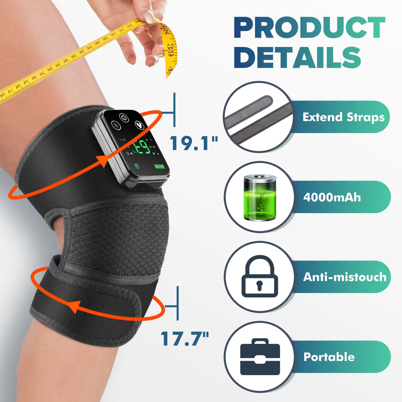 Electric Heating Knee Massager – 3-in-1 Heat & Vibration