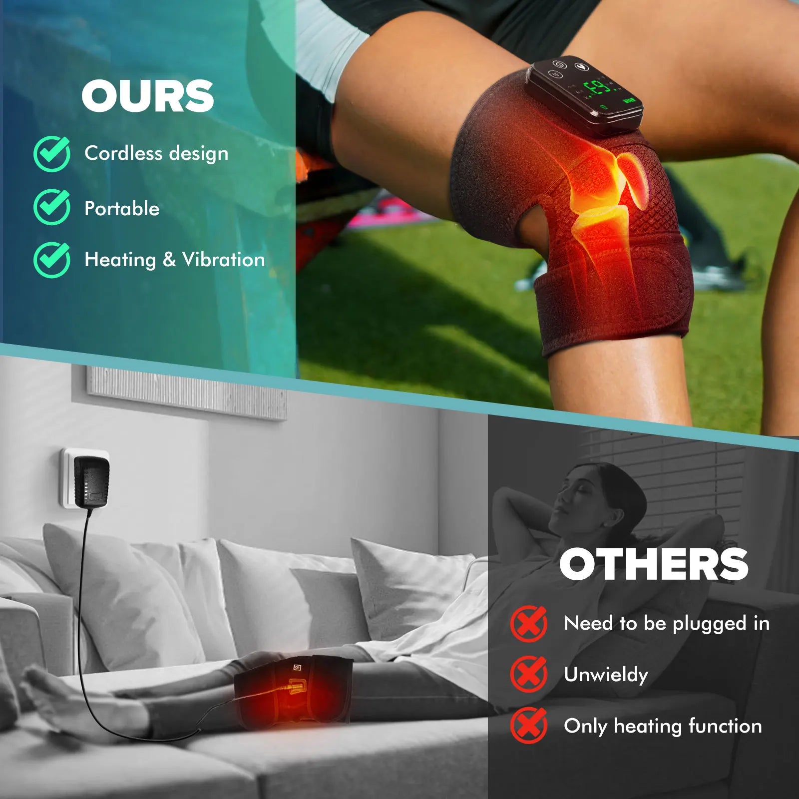 Electric Heating Knee Massager – 3-in-1 Heat & Vibration