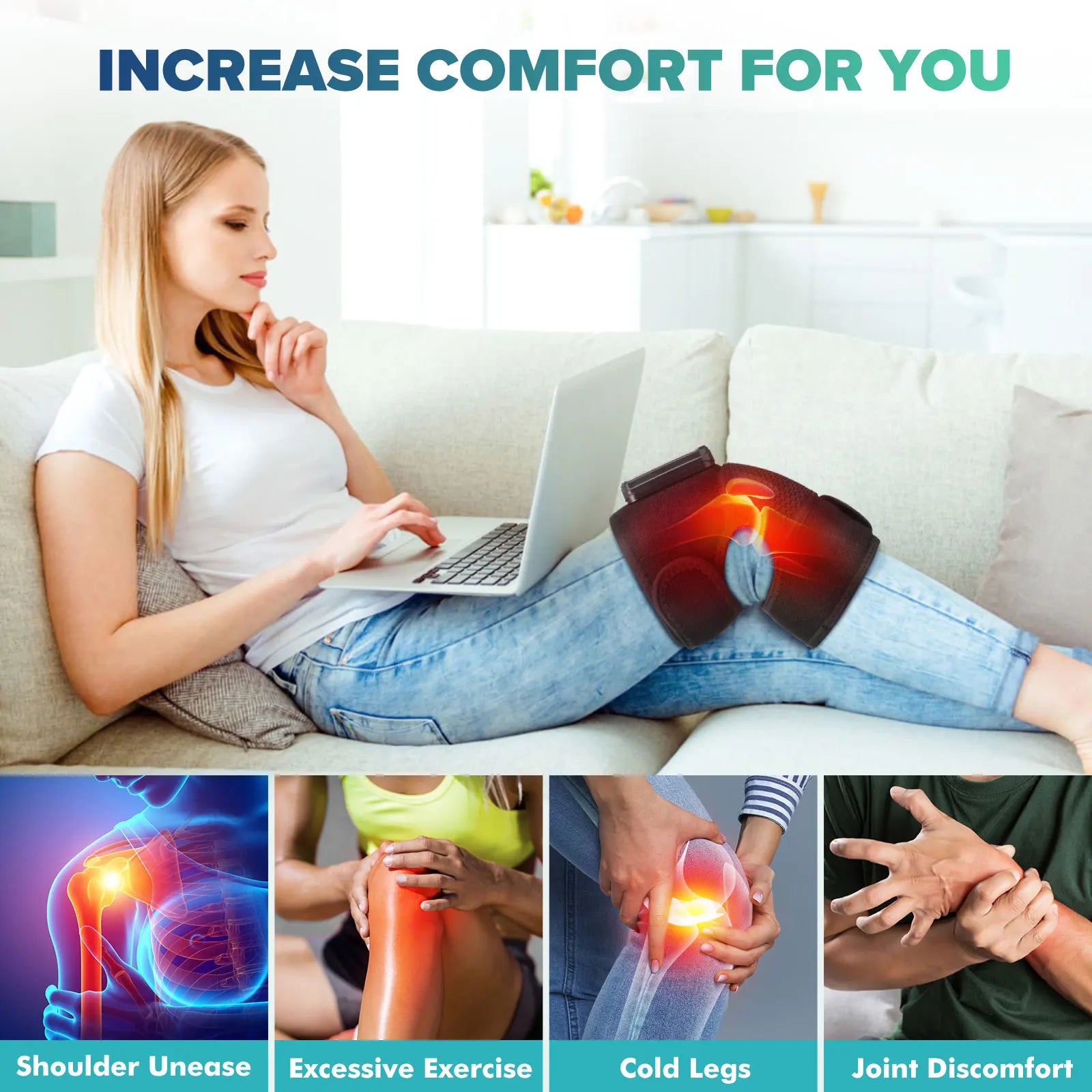 Electric Heating Knee Massager – 3-in-1 Heat & Vibration