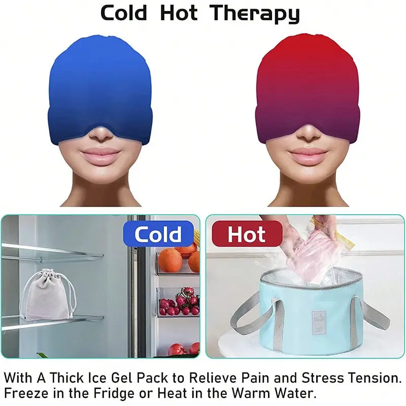 Gel Ice Migraine Relief Head Wrap With Hot Cold Compress