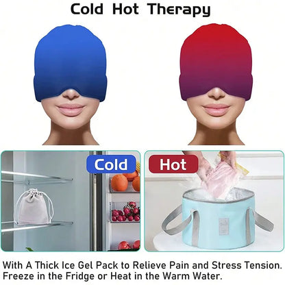 Gel Ice Migraine Relief Head Wrap With Hot Cold Compress