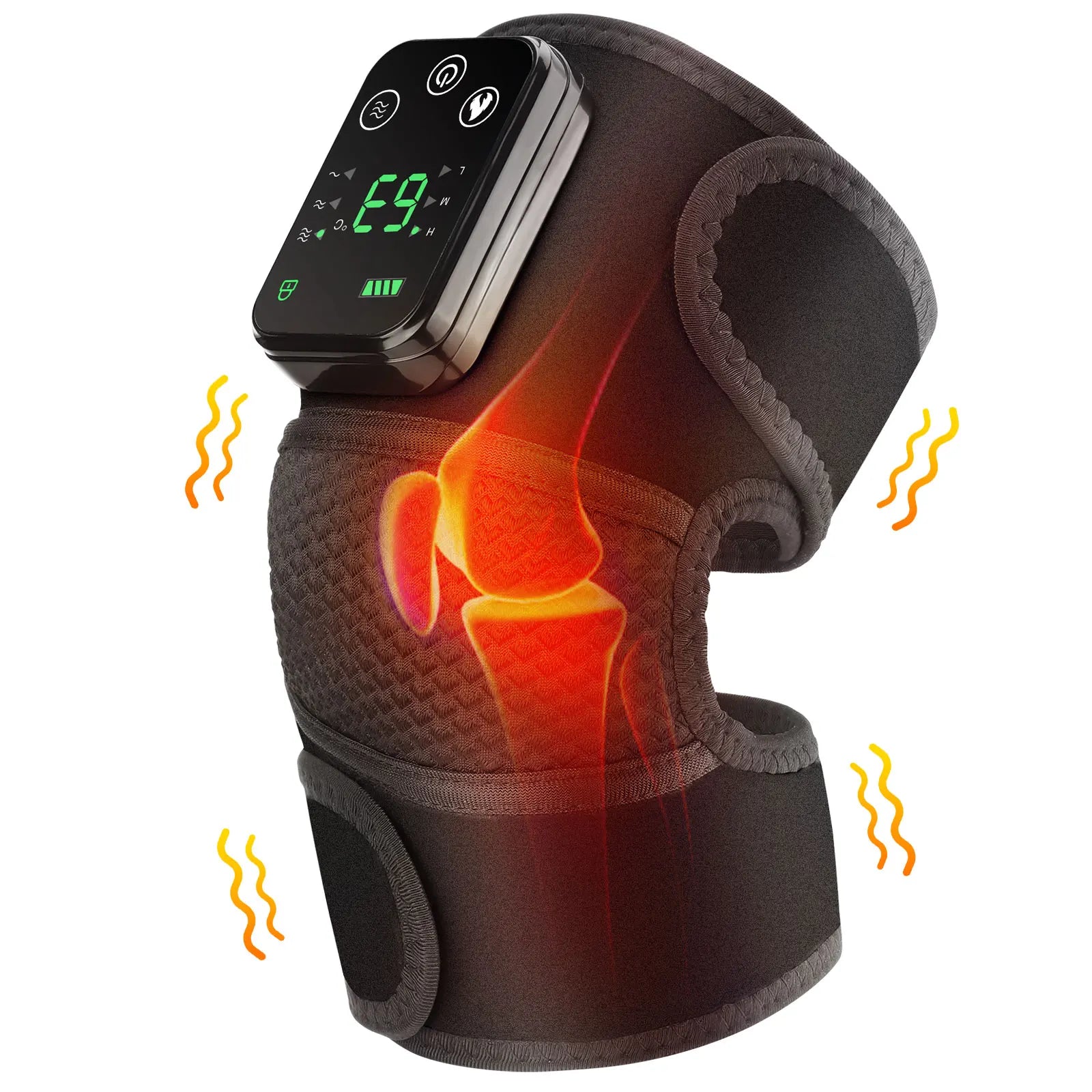 black Color Electric Heating Knee Massager – 3-in-1 Heat & Vibration